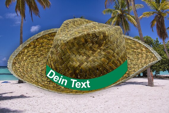 Straw hat Straw hat with desired text Text idea Desired name