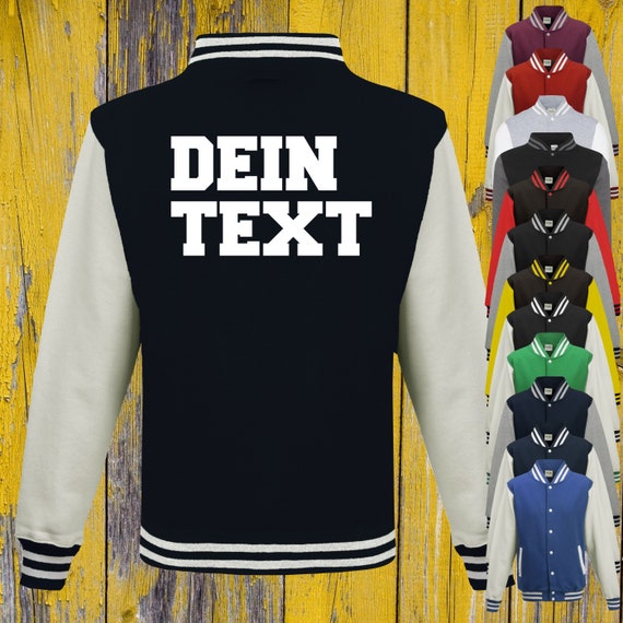 Varsity Jacket College Jacke mit Wunschdruck auf der Rückseite Trainings Jacken Sport Verein