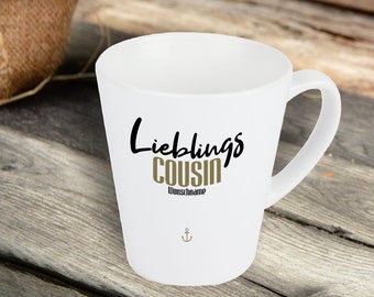 Geschenkideen Konische Kaffee Tasse Lieblingsmensch Lieblings Cousin mit Wunschname Kaffeetasse Geschenk Familie