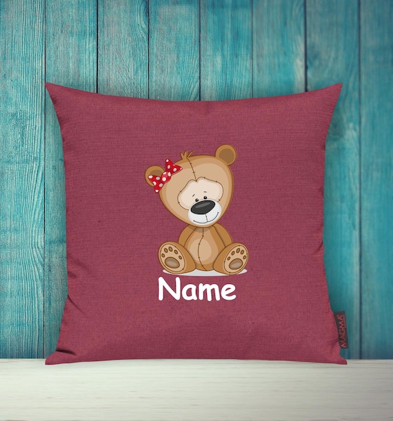 Kissenhülle Sofa Kissen Tiere Animal Teddybär Wunschname Deko Kinderzimmer Geschenk Tiere Natur Füchse Wald