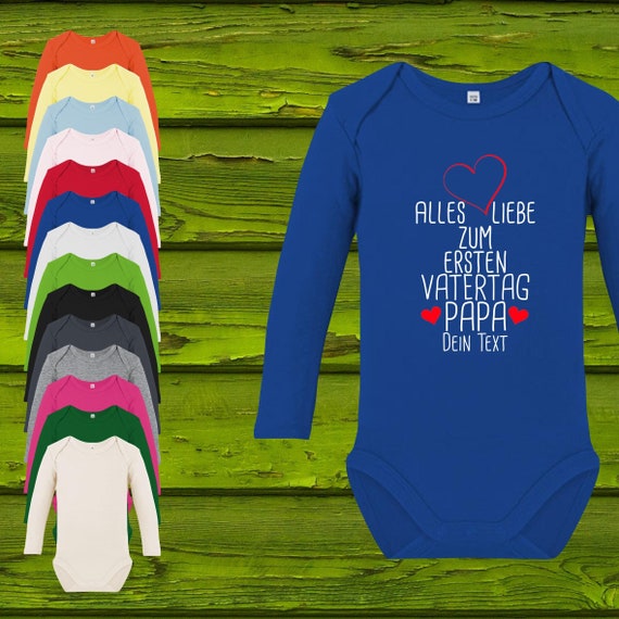 Baby Body Long Sleeve Baby Body Happy First Father's Day Dad with desired name text