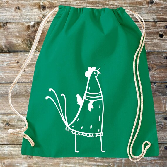 Animal-themed drawstring bag - fun animals: chicken, pig, deer, duck, cow... Cotton bag, sports bag, gift for kindergarten, gym, backpack