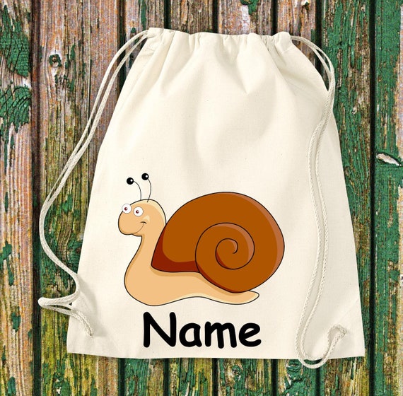 Gym bag children motif snail with desired name animals nature meadows forest bag bag daycare daycare school enrollment sports bag laundry
