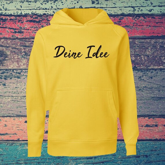 Kinder Kapuzensweat Hooded mit Text,  Wunschdruck auf der Vorderseite Trainings Sweatshirt Sport Verein Hoodie