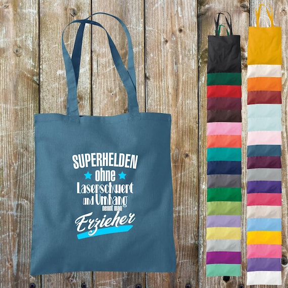 shirtinstyle fabric bag "Superheroes without lightsabers and capes are called educators" jute cotton bag shopping bag gift idea
