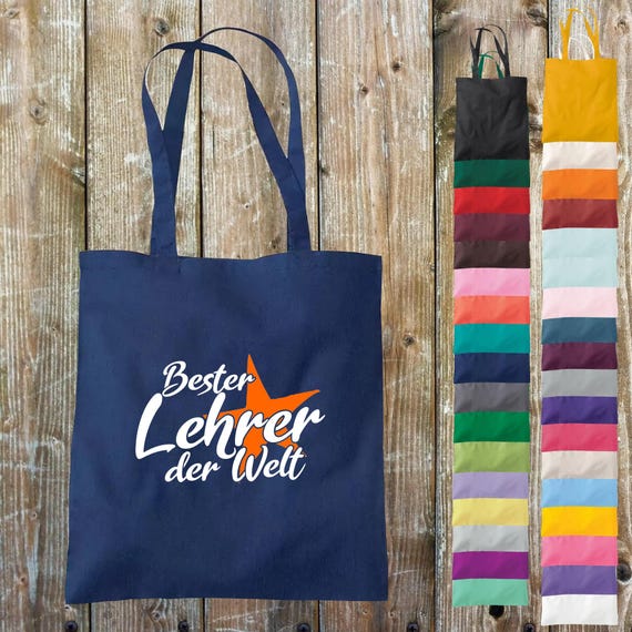 Stoffbeutel Jute Baumwolle Tasche bester Lehrer der Welt Geschenk an Lehrer