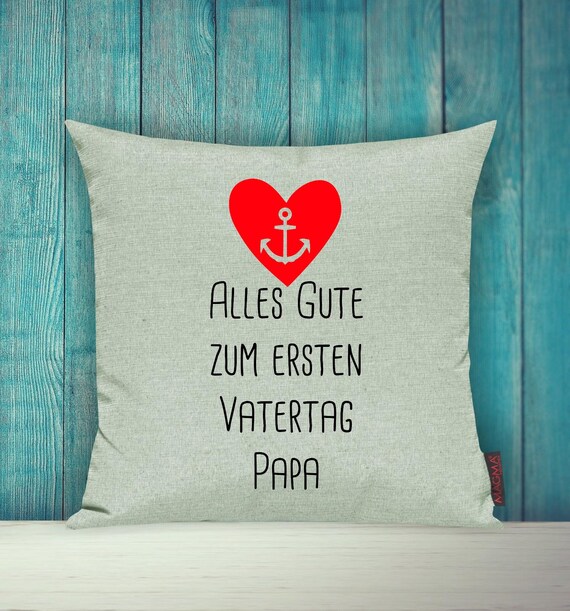 Kissenhülle Sofa Kissen "Alles Gute zum ersten Vatertag Papa" Sofakissen Deko Couch Kuschelkissen