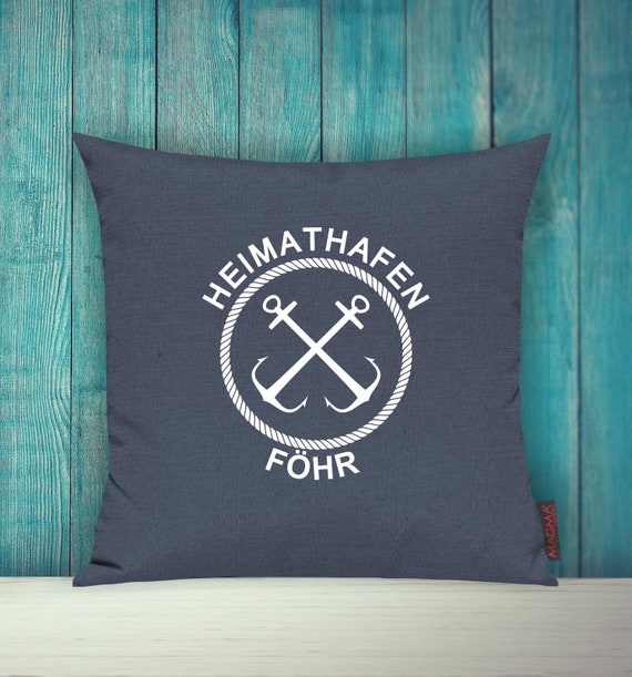 Cushion cover, sofa cushion "Home port Föhr, family holiday" sofa cushion, decorative couch cushion, cuddly cushion