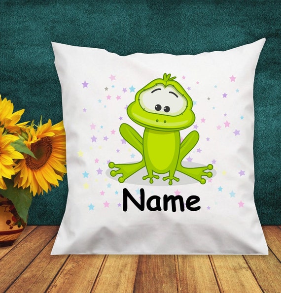 Pillow cuddly pillow with animal motif frog with desired name various shapes with filling