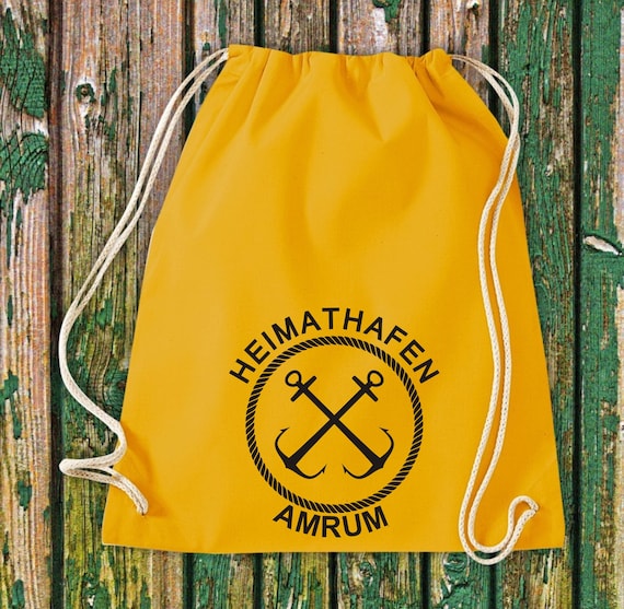 Gym bag "Heimathafen" Sylt Husum Amrum Juist Föhr Norderney Poel Borkum.... Cotton jute sports bag bag pouch gift sport