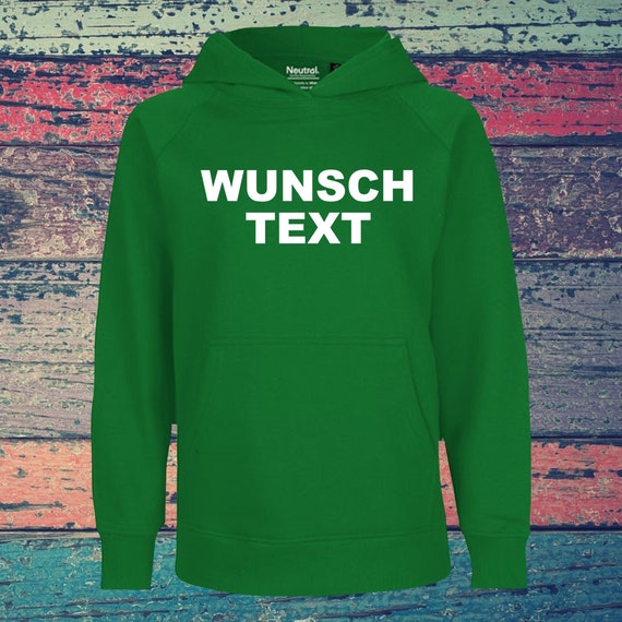 Kinder Kapuzensweat Hooded mit Text,  Wunschdruck auf der Vorderseite Trainings Sweatshirt Sport Verein Hoodie