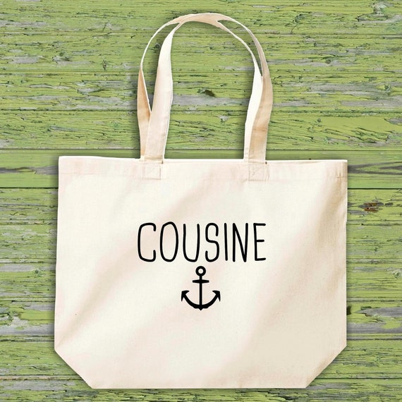 shirtinstyle Stoffbeutel "Familie Cousine Anker" Jute Baumwolle Tasche Einkaufen Beutel Geschenkidee