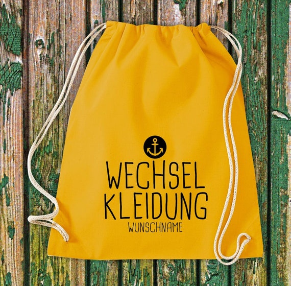 Gym bag sports bag change of clothes anchor with desired text daycare after-school school cotton gym sack bag pouch