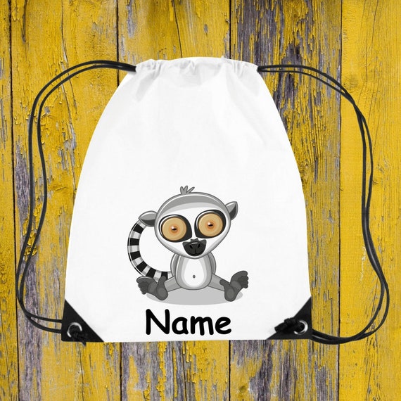 Children's Gym Bag Motif Lemure Monkey + Wish Name