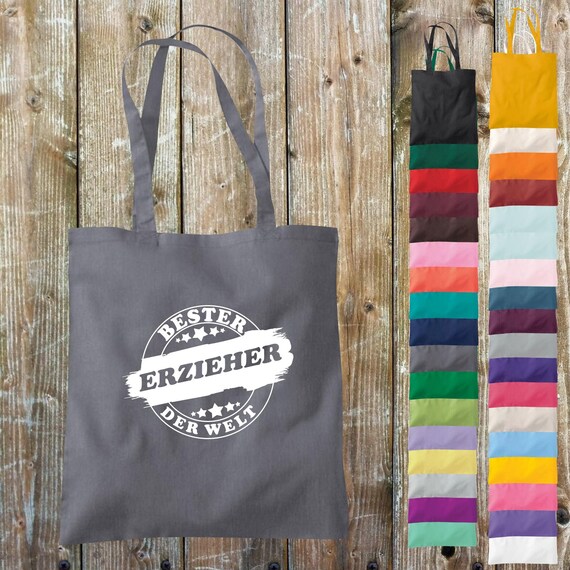 Stoffbeutel Jute Baumwolle Tasche Bester Erzieher der Welt Geschenk