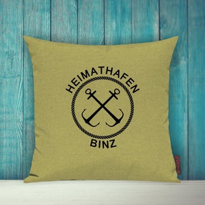 Cushion cover sofa cushion &quot;Heimathafen Binz Urlaub Familie&quot; sofa cushion decorative couch cushion