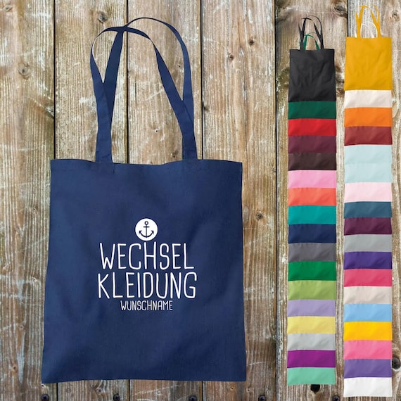 Customizable fabric bag "Change of clothes anchor with custom name, custom text" Cotton Jute Sports bag Bag Pouch Gift