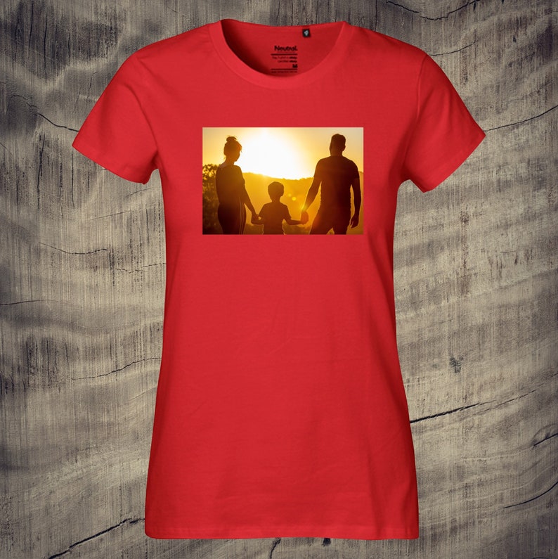Lady Frauen T-Shirt mit Foto bedruckt schöne Geschenkidee Unisex Foto Pic Bild Erinnerung Red