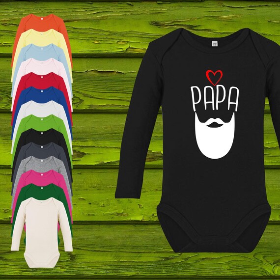 Baby Body Langarm  Babybody Papa Bart Hipster Vatertag Papatag Geschenk Longsleeve