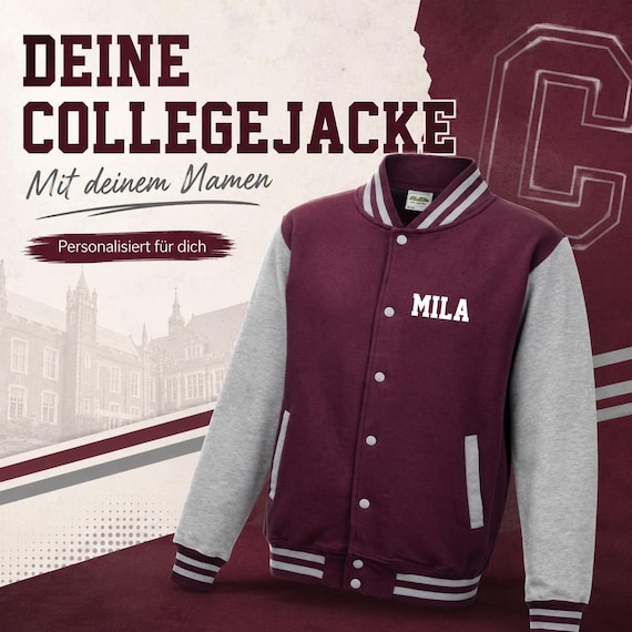 Personalized college jacket with name – stylish varsity jacket with your desired name on the front