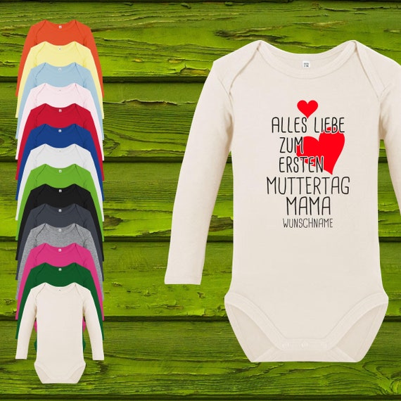 Baby Body Long Sleeve Baby Body Happy First Mother's Day Mom with desired name text
