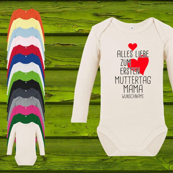 Baby Body Long Sleeve Baby Body Happy Mother's Day Mom with desired name text