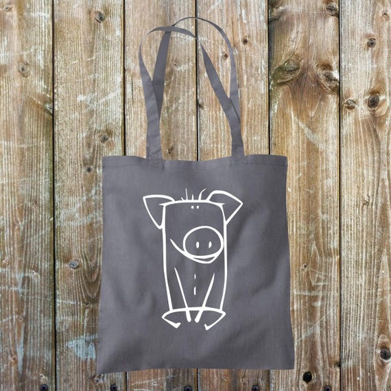 Animal-themed tote bag, funny animal design, chicken, pig, deer, duck, cow... Cotton, jute, sports bag, gift bag