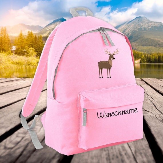 Kinder Rucksack Tiere Elch mit Wunschnamen Wunschtext Kita Einschulung Schule Hort Geschenk