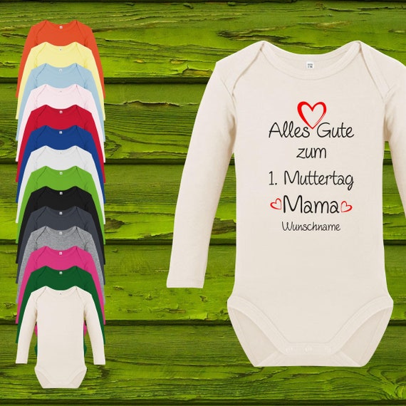 Baby body long sleeve baby body Happy 1st Mother's Day with desired name gift long sleeve