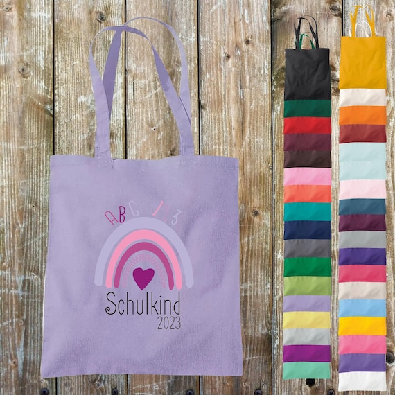 Fabric bag "Rainbow Schoolchild with Name" Rainbow School Cotton Jute Sports bag Bag Pouch After-school care First day of school Kindergarten Animal