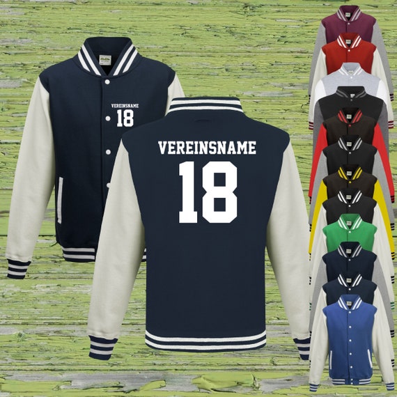 College jacket with custom print on the front and back with club name and number training jacket sports club varsity jacket