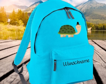 Kinderen Rugzak Dieren Schildpad met gewenste naam Wens Tekst Kita School Inschrijving School Hort Gift