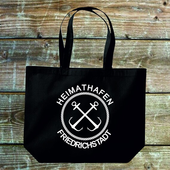 shirtinstyle Stoffbeutel "Heimathafen" Fehmarn Darß Waren Sylt Müritz Amrum Föhr Juist Husum Poel Borkum.... Baumwolle Beutel Geschenkidee
