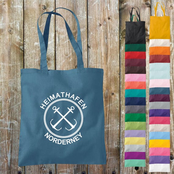 Fabric bag "Home port Norderney holiday lake sea camping beach" cotton jute sports bag bag gift
