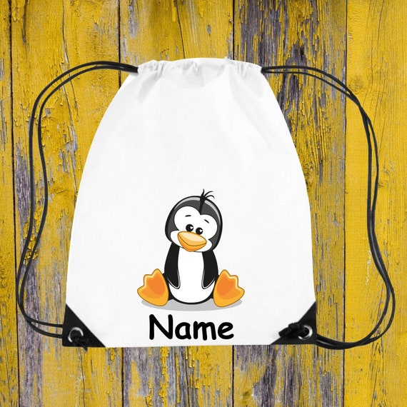 Children's Gym Bag Motif Penguin + Wish Name