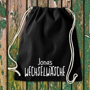 Gym bag sports bag &quot;change of clothes with desired name&quot; desired text name daycare after-school school cotton gym bag bag