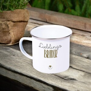 Enamel Mug &quot;Favorite Person Favorite Brother&quot; Cup Tea Cup Coffee Mug Retro Camping