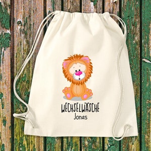 Gym bag sports bag change of clothes, lion with desired text daycare after-school school cotton gym sack bag