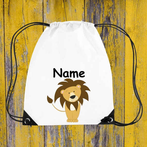 Children's gym bag motif lion + wish name