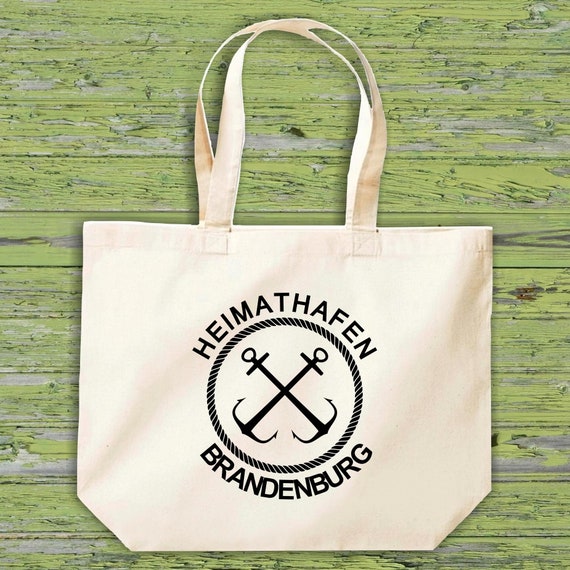 shirtinstyle Stoffbeutel "Heimathafen Brandenburg" Jute Baumwolle Tasche Einkaufen Beutel Geschenkidee