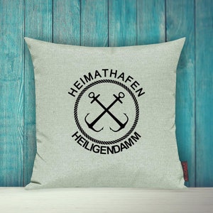 Cushion Cover Sofa Cushion &quot;Heimathafen Heiligendamm Urlaub Familie&quot; Sofa cushion Decoration Couch Cuddly cushion