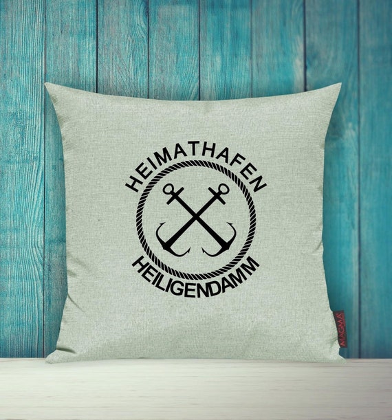 Cushion Cover Sofa Cushion "Heimathafen Heiligendamm Urlaub Familie" Sofa cushion Decoration Couch Cuddly cushion