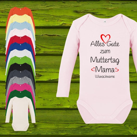 Baby body long sleeve baby body Happy Mother's Day with desired name gift long sleeve