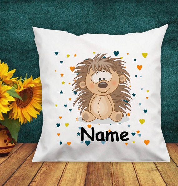 Pillow Cuddly pillow with animal motif hedgehog with desired name vers. Molds with filling