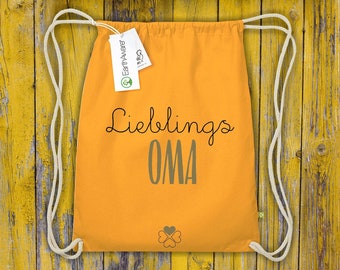 Organic Fairtrade Gymsack "Lieblingsmensch Lieblings Oma" Turnbeutel Tasche Beutel Sporttasche Rucksack