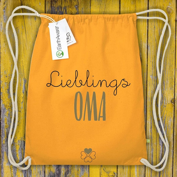 Organic Fairtrade Gymsack "Lieblingsmensch Lieblings Oma" Turnbeutel Tasche Beutel Sporttasche Rucksack