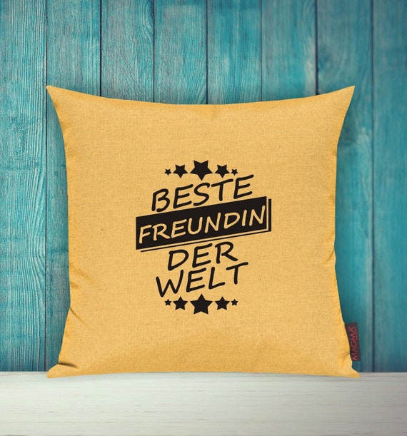 Kissenhülle Sofa Kissen "Beste Freundin der Welt" Sofakissen Deko Couch Kuschelkissen