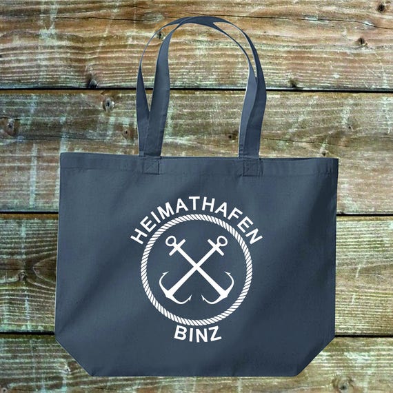 shirtinstyle tote bag "Home Port" Fehmarn Darß Waren Sylt Müritz Amrum Föhr Juist Husum Poel Borkum.... Cotton bag Gift idea