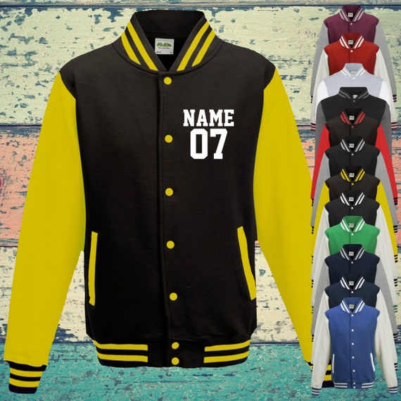 College Jacke mit Wunschdruck auf der Vorderseite Zahl und Name Trainings Jacke Sport Verein Varsity Jacket