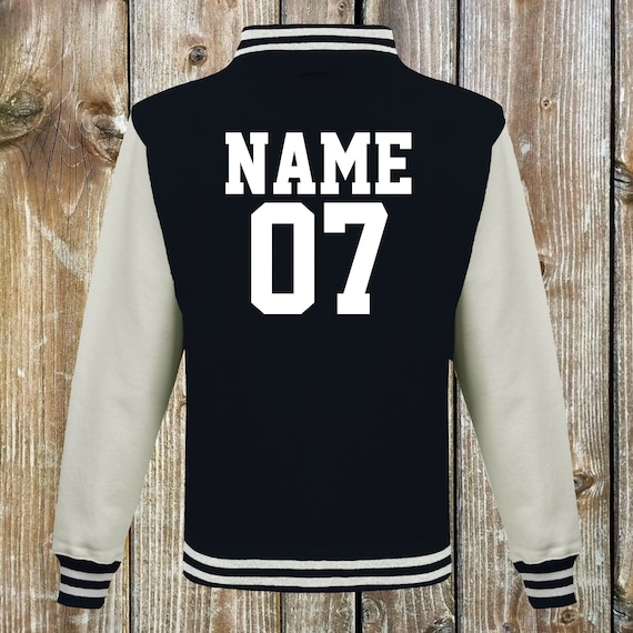 College jacket with desired print on the back number and name training jacket sports club varsity jacket black/white